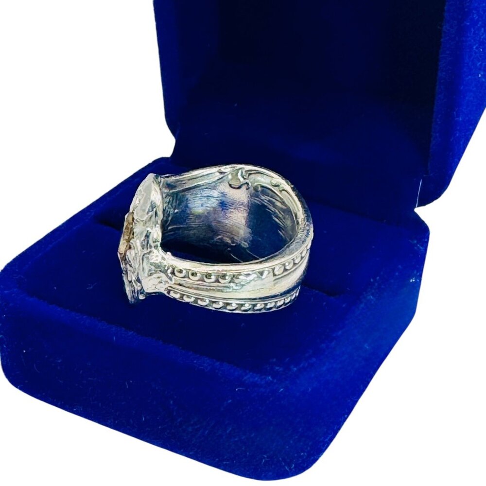 Silver-Plated Spoon Ring With Intricate Boho Metalwork & 6MM Citrine Size 8 - Picture 9 of 16